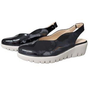 37 Wonders Fly Black Patent Leather Sling Back Shoes